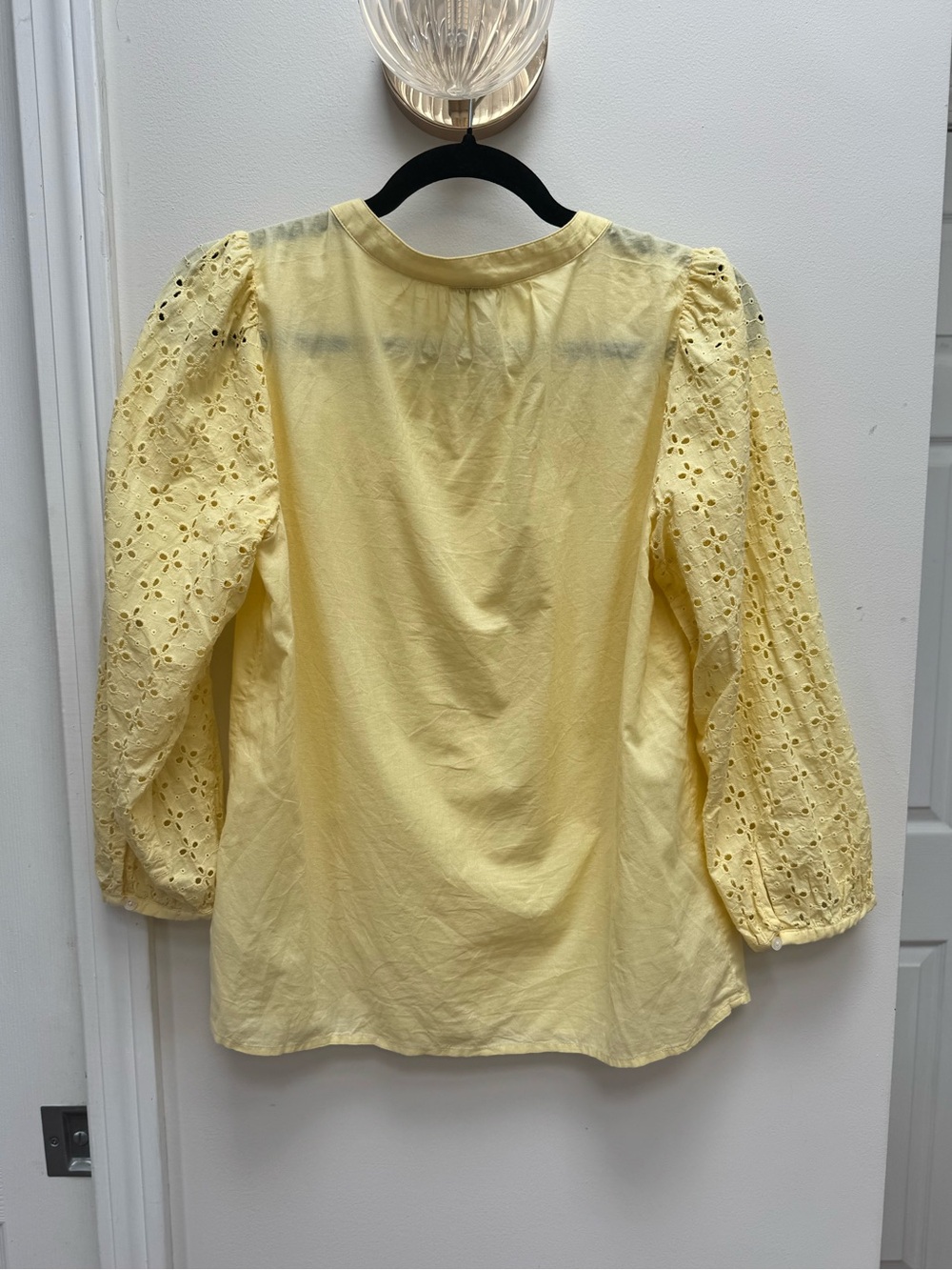 J. Crew Pale Butter Yellow Eyelet Button-Front Blouse - Picture 2 of 5